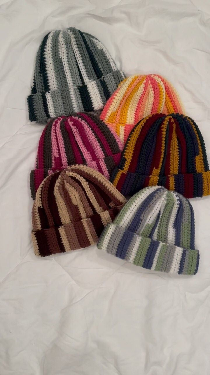 Scrap yarn beanies
